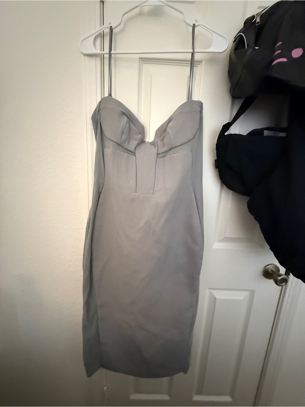 House of CB Silver-Grey Spaghetti Strap Midi Dress